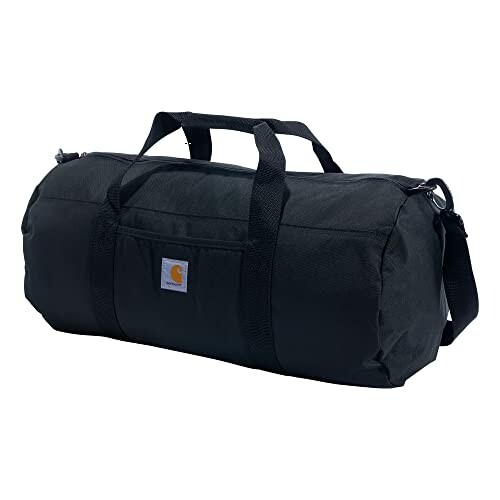 Black Carhartt duffel bag with handles and shoulder strap