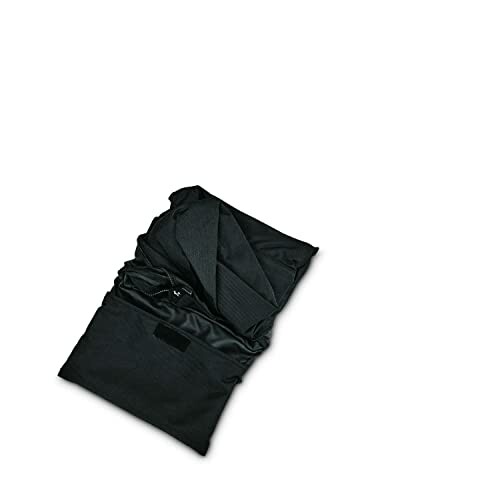 A black fabric pouch with folded material.