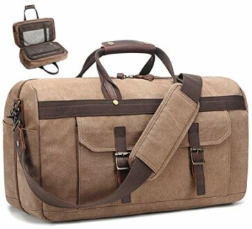 Duffle Bag for Men Waterproof Genuine Leather Canvas