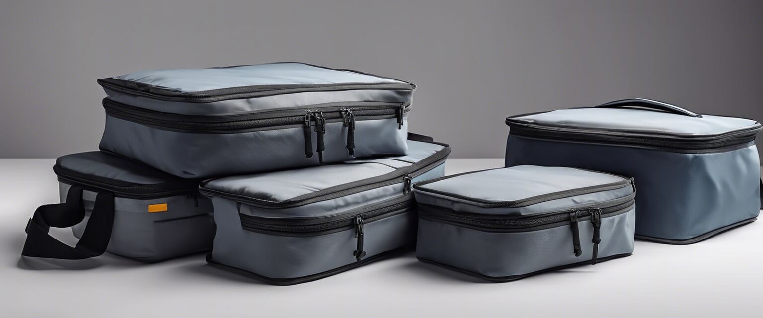 Packing cubes in different sizes and colors