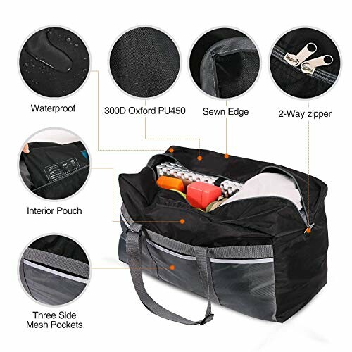 Black waterproof gym bag with multiple compartments and zippers.